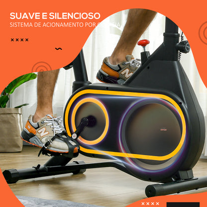 SPORTNOW Bicicleta Estática com Ecrã LCD Assento e Guiador Ajustáveis Volante 4 kg e Porta Garrafa 93x48,5x102-112 cm Preto