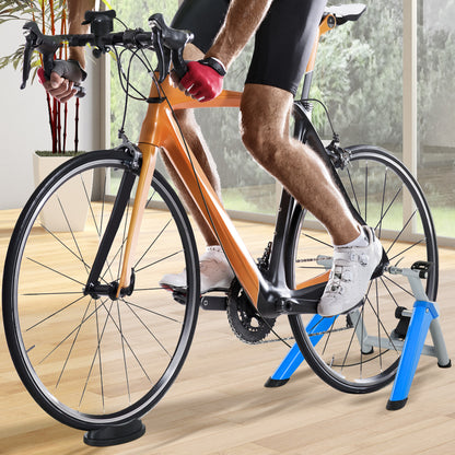 HOMCOM Rolo de bicicleta dobrável portátil com resistência magnética ajustável de 8 níveis para rodas 650C e 700C 77x56x47,5 cm Azul