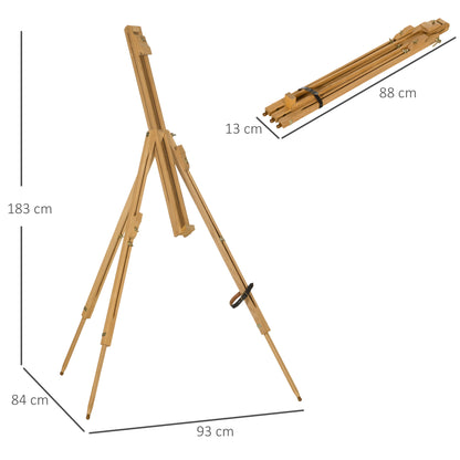 Vinsetto Cavalete de Pintura Dobrável Cavalete para Pintar com Altura Ajustável e Tripé de Madeira de Faia Suporta Telas de até 107 cm 93x84x183 cm Natural