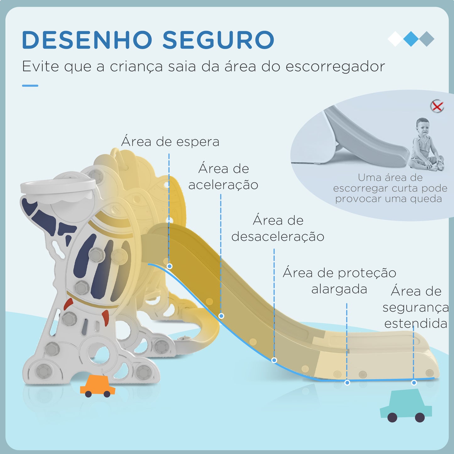 AIYAPLAY Conjunto de Escorregador e Baloiço para Crianças 3 em 1 Baloiço para Crianças de 18-48 Meses Escorregador e Cesto de Basquetebol Carga Máxima 30 kg 150x185x92 cm Branco e Azul