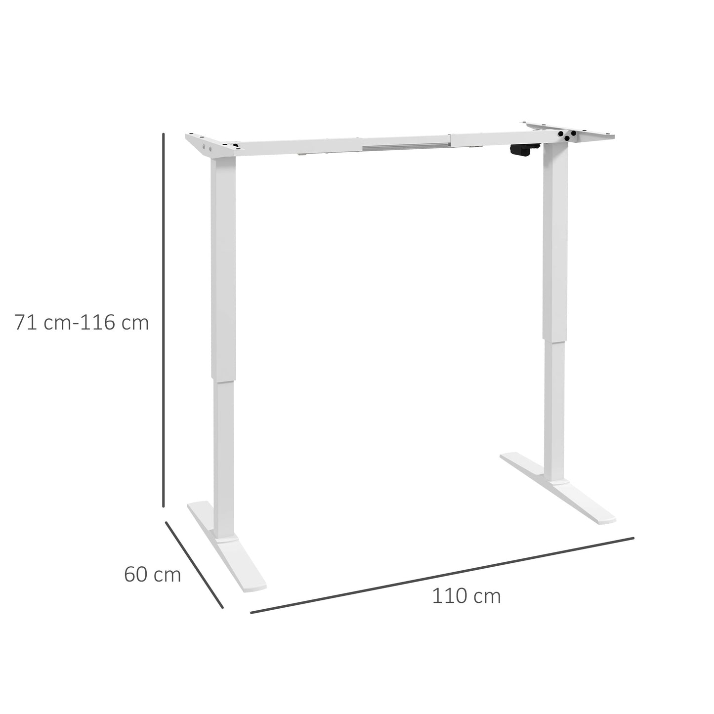 Vinsetto Estrutura Secretária Elétrica com Altura Ajustável Função de Memória e Proteção contra Sobreaquecimento Carga Máxima 70 kg Aço 110x60x71-116 cm Branco