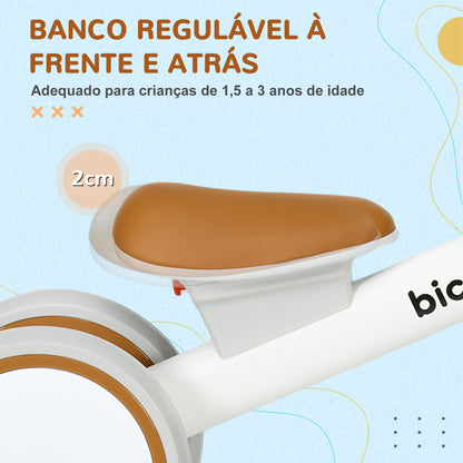 AIYAPLAY Bicicleta sem Pedais para Crianças de 12-36 Meses Bicicleta de Equilíbrio com Assento Ajustável Cesta e 4 Rodas Silenciosas Carga 20 kg 56x27x39 cm Marrom