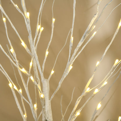 Árvore de Bétula Altura 180cm com 96 Luzes LED IP44 Branco Quente Ramos Flexíveis e Base de Candeeiro Árvore de Decoração de Natal para Interiores 22x22x180 cm Branco