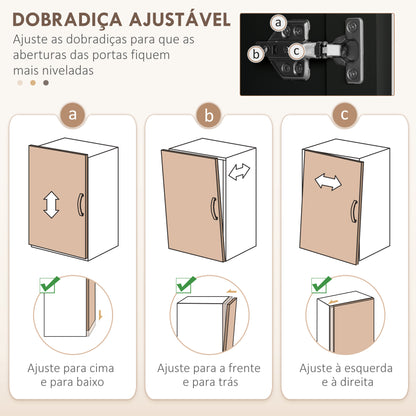 HOMCOM Armário de Cozinha Armário de Armazenamento Cozinha com 4 Portas e Prateleiras Ajustáveis Anti-Tombo 60x30x170,5 cm Preto