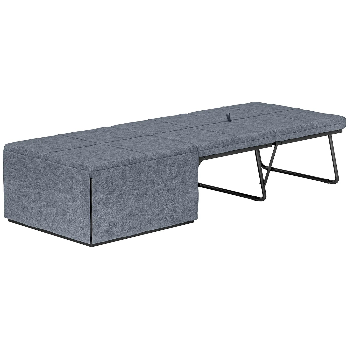 Cama Dobrável "Açores" com Capa de Proteção - Cinza - 180x68 cm - Metal e Espuma - Design Versátil