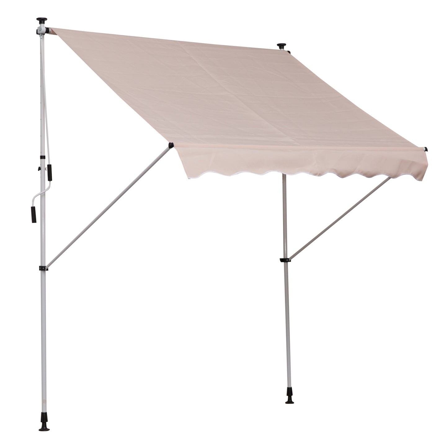 Outsunny Toldo Manual Retrátil 200x150 cm com Manivela de Alumínio Ângulo Ajustável Proteção Solar para Varanda Jardim Pátio Bege