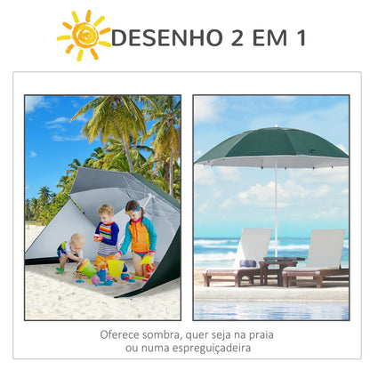 Outsunny Chapéu de Sol de Praia com Painéis Laterais Tipo Tenda Chapéu de Sol para Praia com Proteção UV Φ210x222cm Azul