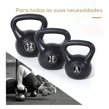 HOMCOM Peso Russo de 12 kg Kettlebell Preenchido de Areia com Punho Largo e Antiderrapante para Trenos em Casa e Ginásio 27x21x31 cm Preto