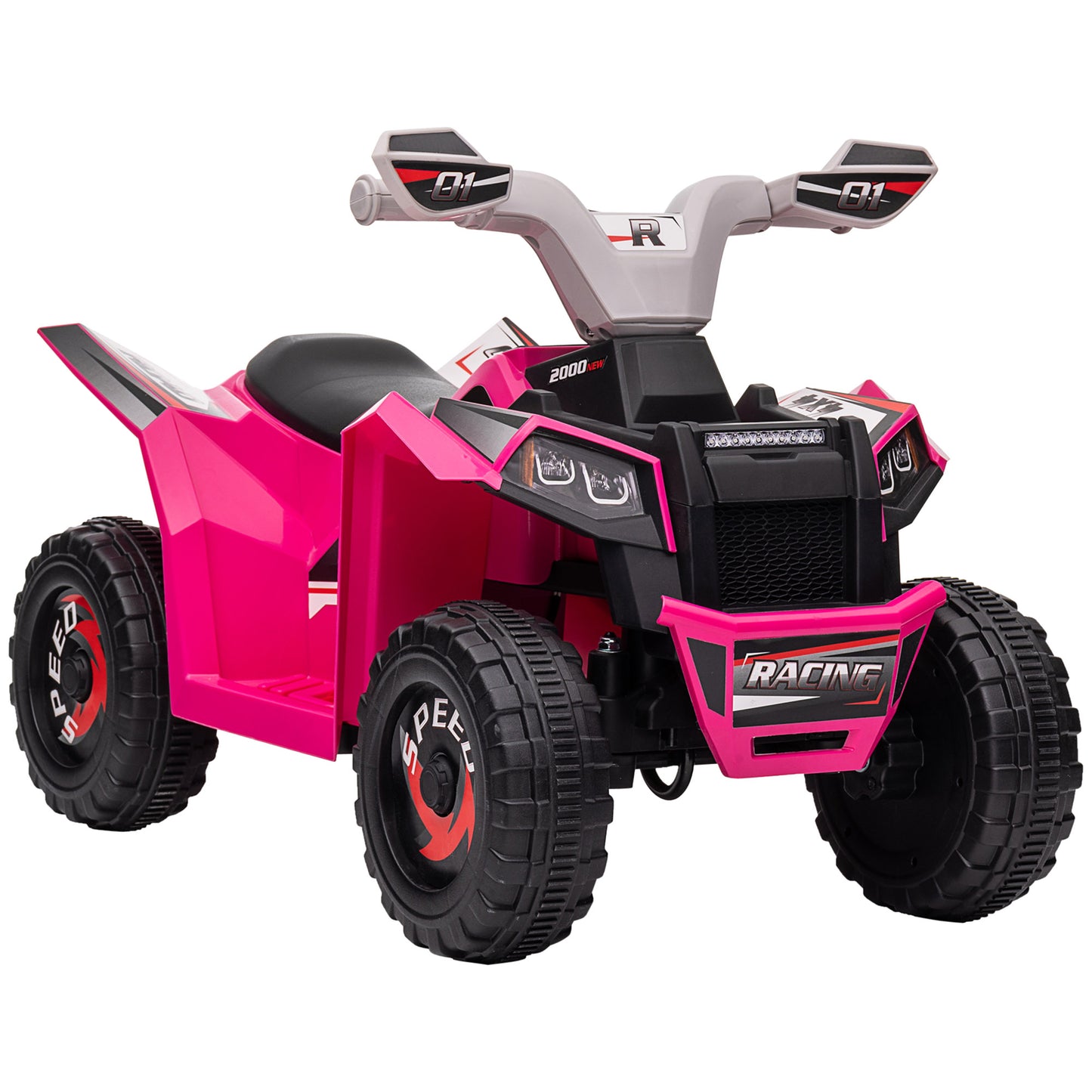 HOMCOM Quadriciclo Elétrico para Crianças 18-36 Meses Veículo Elétrico a Bateria de 6V com Velocidade 2,5 km/h Avanço e Marcha Atrás 70x41,5x48,5 cm Rosa