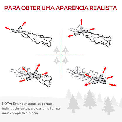 HOMCOM Conjunto de Decoração de Natal 4 Peças Decoração de Natal com 2 Árvores de Natal Coroa e Grinalda com Luzes LED Branca e Bagas Vermelhas 40x40x90cm Verde