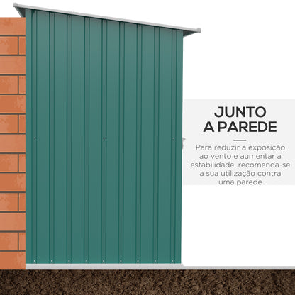 Outsunny Abrigo de Jardim 0,92 m² 100x103x160cm Abrigo Exterior de Aço Galvanizado com Porta Fechadura e Teto Inclinado para Armazenamento de Ferramentas Verde