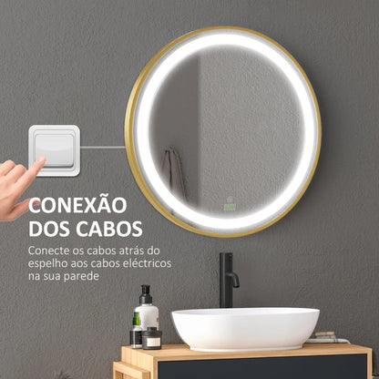 Espelho LED Florence Dourado de Casa de Banho - Design Moderno