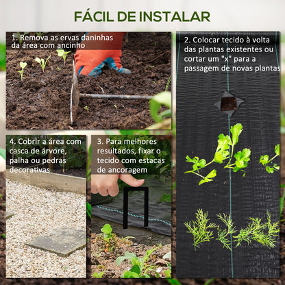 Outsunny Rolo de Malha Anti-Ervas 1x100 m Malha Geotêxtil 60 g/m² para Controlo de Ervas Daninhas de Jardim Malha Anti-Ervas Preta