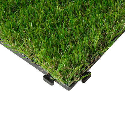 Outsunny Relva Artificial 30x30cm 10 Peças com Altura de 25mm Alta Densidade 6500 Relva Artificial de Encaixe para Exterior Pátio Terraço Verde