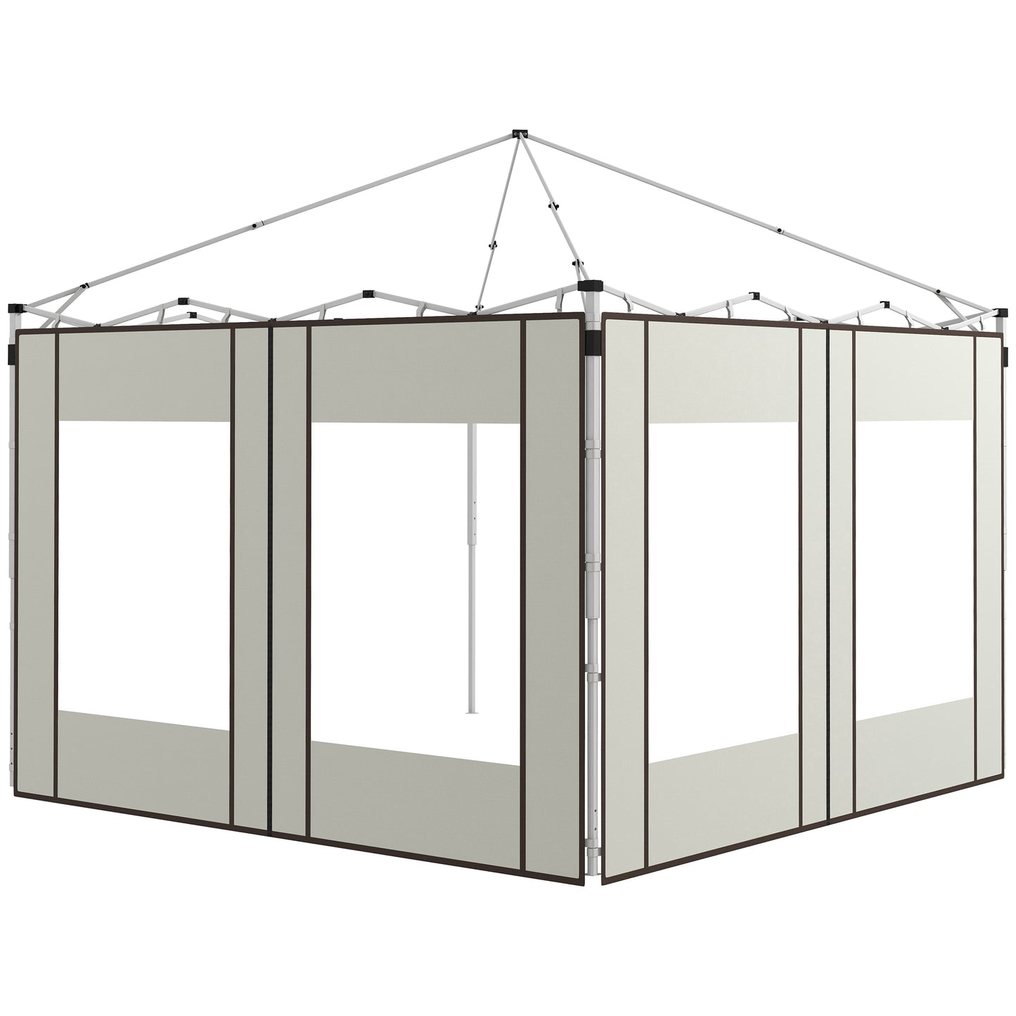 Outsunny Paredes Laterais para Tenda de 2 Painéis 295x195 cm Paredes Laterais de Substituição em Tecido Oxford com 2 Janelas para Tendas de 6x3 m 3x3 m Creme