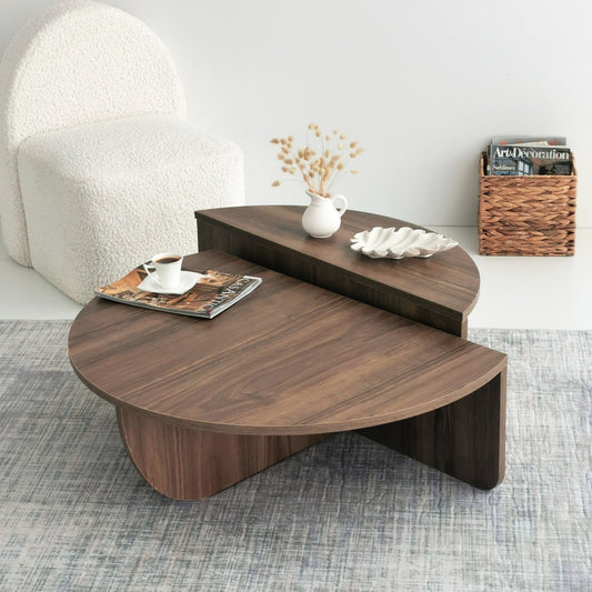 Mesa de Centro "Podium" – Nogueira - 90x60x30 cm – Design Moderno