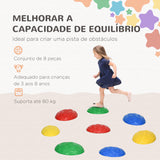 ZONEKIZ Pedras de Equilíbrio para Crianças de 3 a 8 Anos Conjunto de 8 Pedras de Equilíbrio Empilháveis com Base Antiderrapante para Treino de Equilíbrio e Promover a Coordenação Multicor