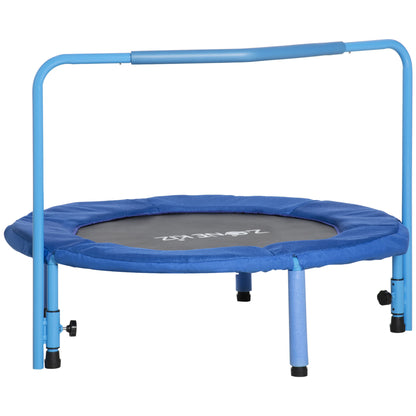 ZONEKIZ Trampolim Infantil 3 em 1 Trampolim para Crianças de 1-6 Anos com Corrimão Amovível Mini Trampolim para Interior Ø96x74cm Azul