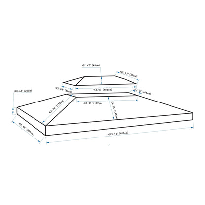 Outsunny Toldo de Substituição 4x3m para Pérgola de Jardim 2 Níveis Respirável com 10 Orifícios de Drenagem Cobertura de Substituição de Pérgola Exterior Terracota