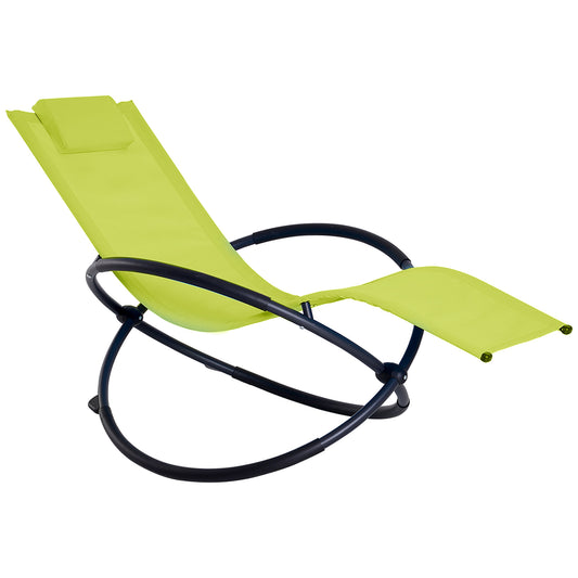 Outsunny Espreguiçadeira de Baloiço de Jardim com Apoio para a Cabeça Removível Espreguiçadeira Ergonômica Dobrável Tecido Texteline para Pátios Piscina 154x80x84cm Verde