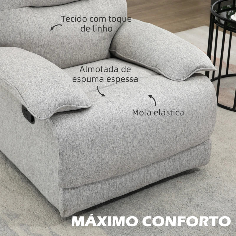 Poltrona Relax Dayla Reclinável em Tecido Premium - Cinzento - Design Nórdico