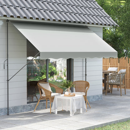 Outsunny Toldo Manual Retrátil 300x170x200-290cm Toldo Ajustável com Manivela Proteção Solar UV40+ para Varanda Jardim Creme