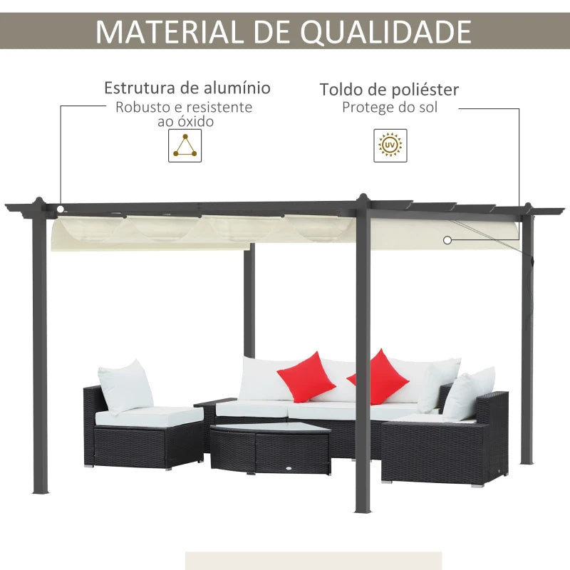 Pérgola de Jardim com Teto Retrátil e Drenagem - 4x3m