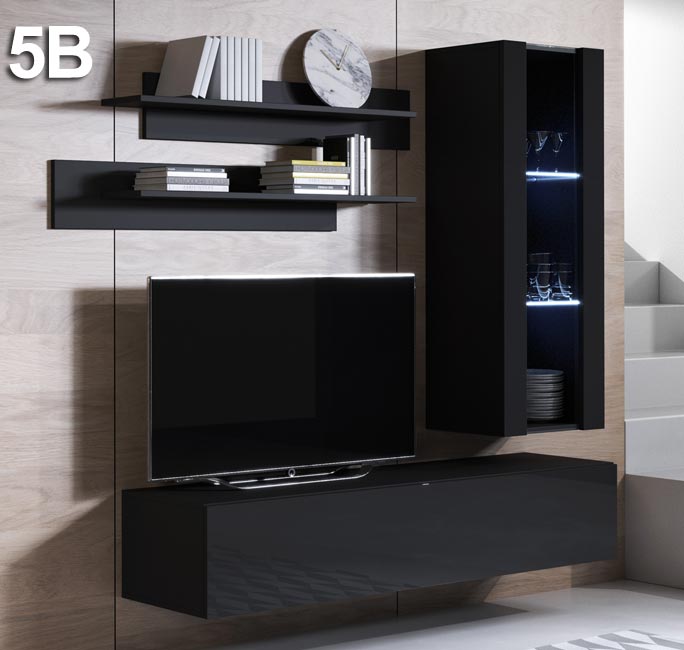 Conjunto de muebles Leiko 5B negro (1,6m)