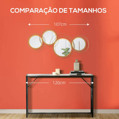 Conjunto de 4 Espelhos de Parede Belle com efeito 3D Dourado - Design Moderno