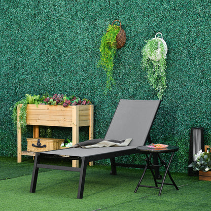 Outsunny Espreguiçadeira de Jardim Multiposições com Encosto Reclinável 5 Posições em Alumínio e Textilene Carga 120 kg para Varanda 169x65x102 cm Cinza