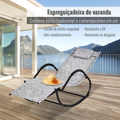 Outsunny Espreguiçadeira Baloiço de Jardim com Apoio para os Braços Almofada para a Cabeça Removível Espreguiçadeira Gravidade Zero com Tecido Transpirável para pátio Terraço 160x61x79cm Cinza