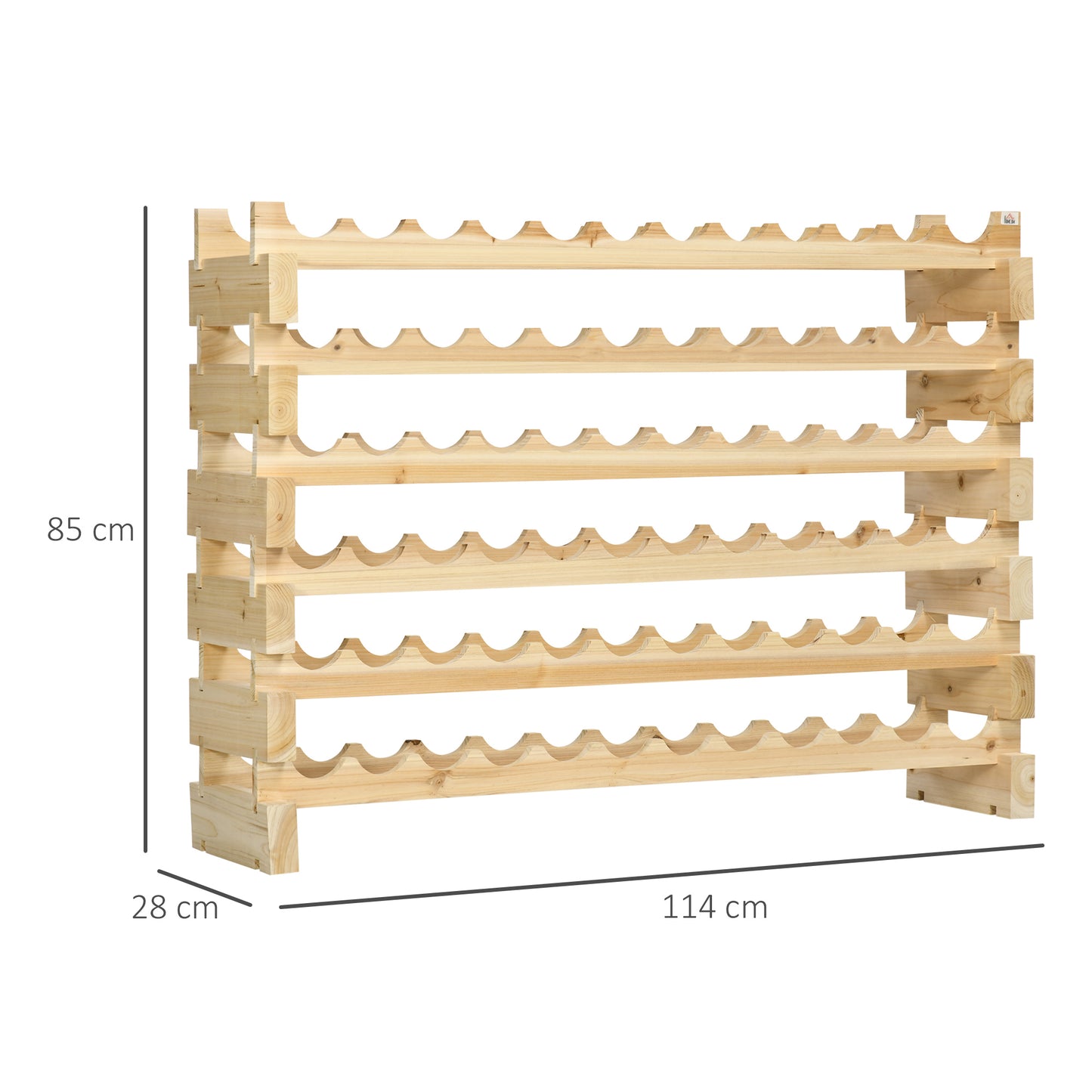 HOMCOM Suporte para Garrafas de Vinho para 72 Garrafas Garrafeira com 6 Níveis Suporte para Vinhos Vertical para Cozinha Sala de Jantar Bar 114x28x85 cm Madeira