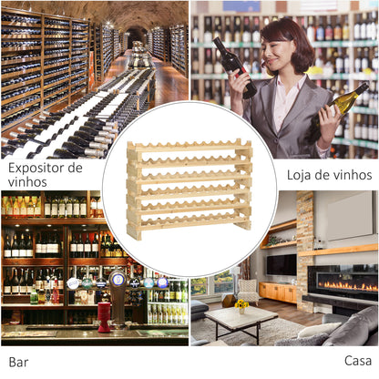 HOMCOM Suporte para Garrafas de Vinho para 72 Garrafas Garrafeira com 6 Níveis Suporte para Vinhos Vertical para Cozinha Sala de Jantar Bar 114x28x85 cm Madeira