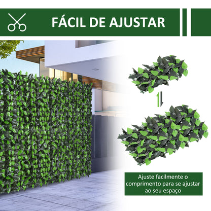 Outsunny Vedação Artificial em Rolo 3x1m Vedação de Privacidade para Balcão Jardim Exterior Planta Decorativa de Parede PE Verde