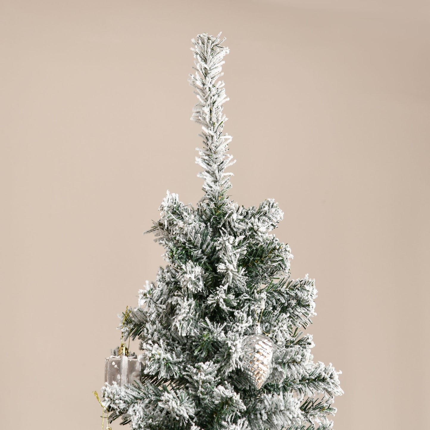 HOMCOM Árvore de Natal 225 cm Árvore de Natal Artificial Nevado com 738 Ramos e Suporte de Metal Árvore de Natal para Sala de Estar Verde e Branco