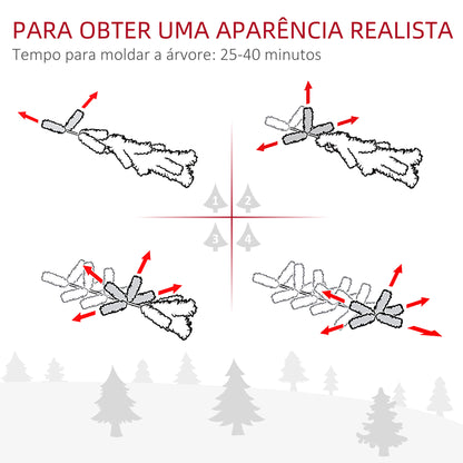 HOMCOM Árvore de Natal 225 cm Árvore de Natal Artificial Nevado com 738 Ramos e Suporte de Metal Árvore de Natal para Sala de Estar Verde e Branco