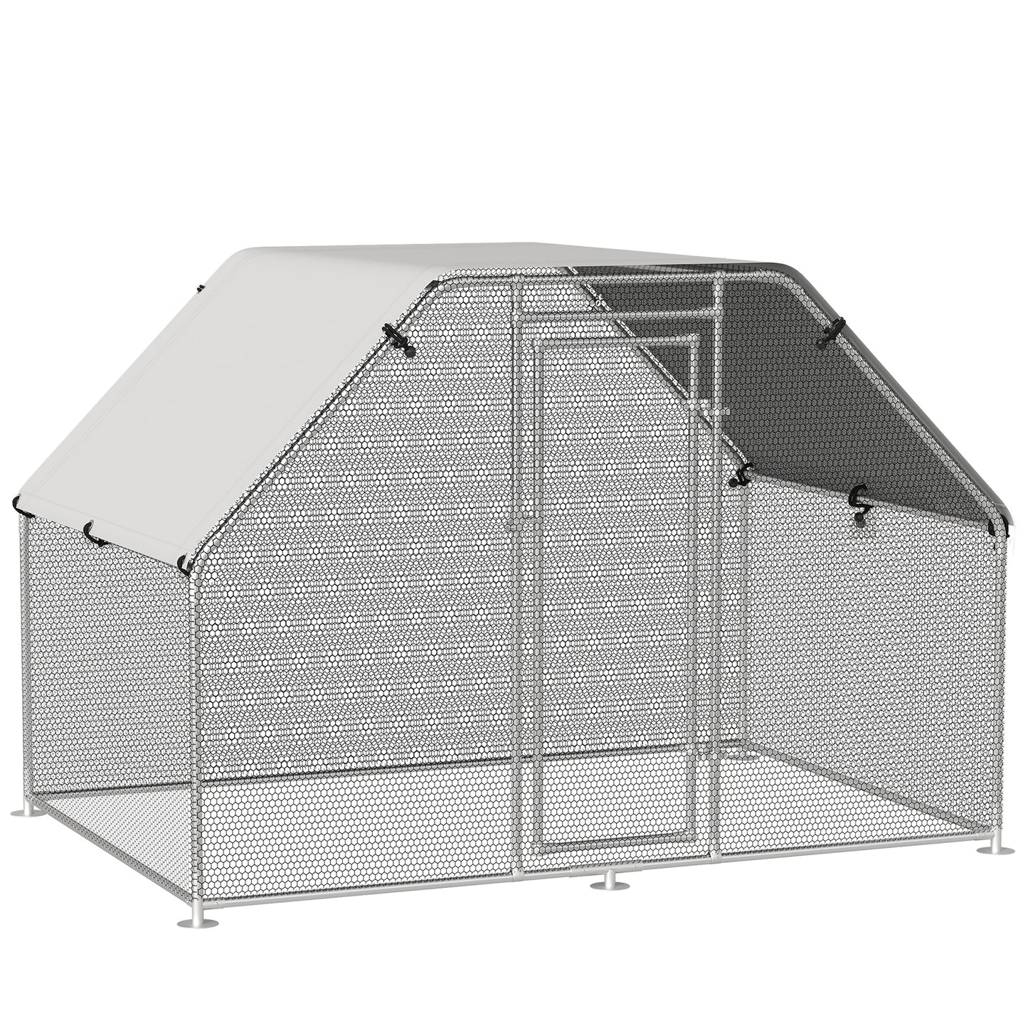 PawHut Galinheiro ao ar livre Gaiola para aves domésticas de metal galvanizado com fechadura e cobertura Oxford 280x190x195cm