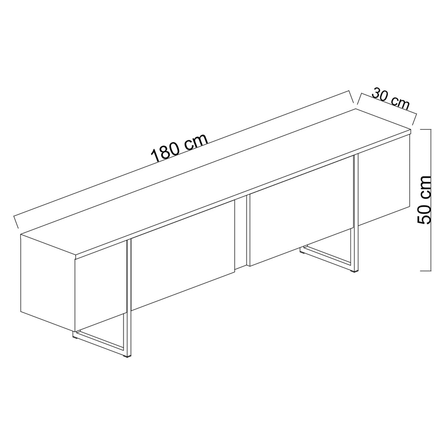 Móvel de TV "Madrid" – Branco e Dourado - 180x30x50 cm – Design Moderno