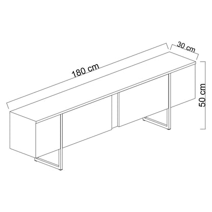 Móvel de TV "Madrid" – Branco e Dourado - 180x30x50 cm – Design Moderno