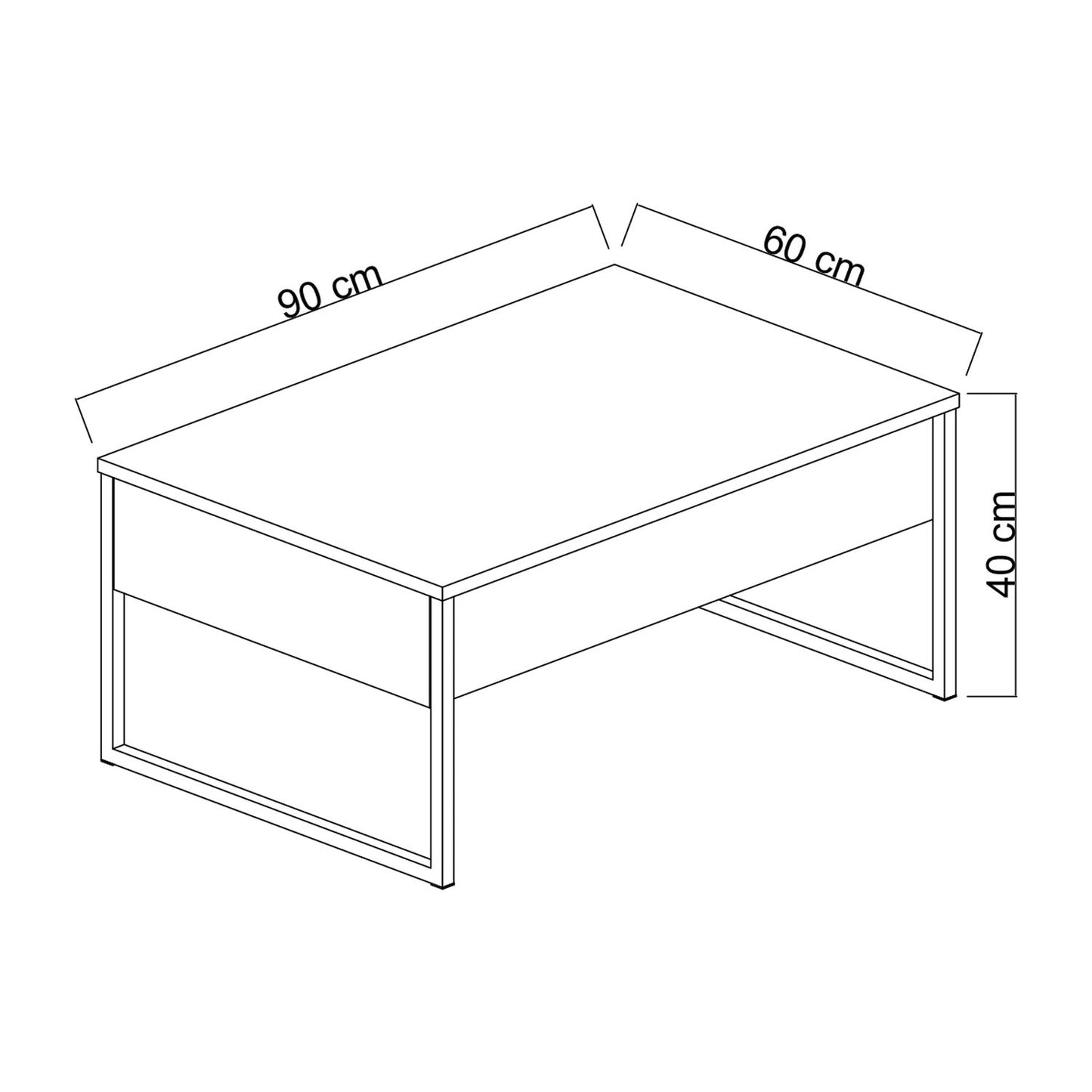 Mesa de Centro "Madrid" – Branco e Dourado - 90x60x40 cm – Design Moderno