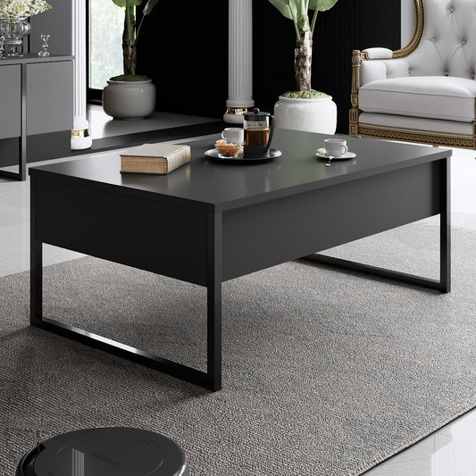 Mesa de Centro "Madrid" – Antracite e Preto - 90x60x40 cm – Design Moderno