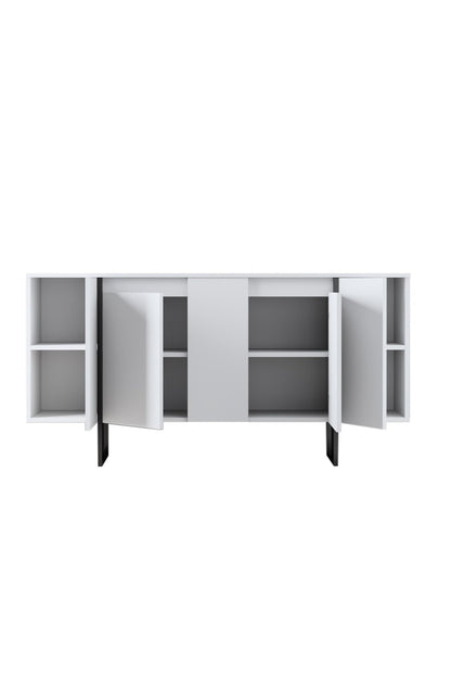 Aparador "Madrid" com 4 Portas - Branco e Preto - 160x80x35 cm - Design Moderno