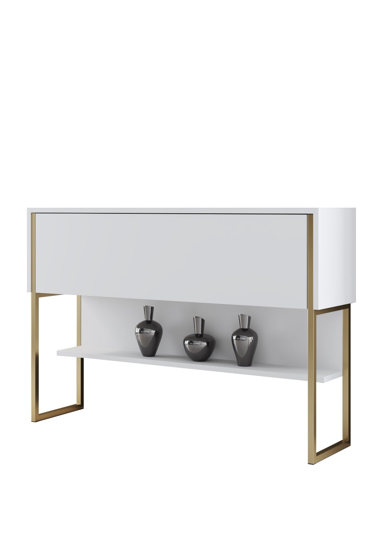 Consola de Entrada "Madrid" – Dourado e Branco - 120x30x80 cm – Design Moderno