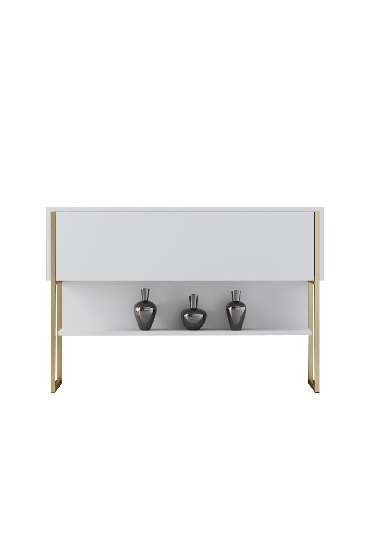 Consola de Entrada "Madrid" – Dourado e Branco - 120x30x80 cm – Design Moderno