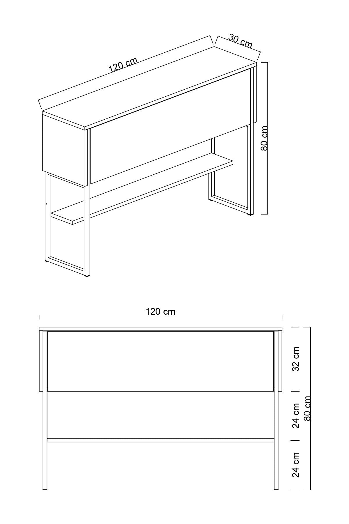 Consola de Entrada "Madrid" – Preto e Antracite - 120x30x80 cm – Design Moderno