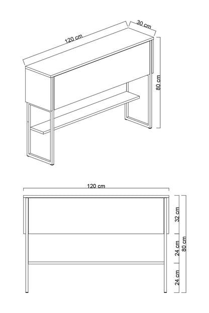 Consola de Entrada "Madrid" – Preto e Antracite - 120x30x80 cm – Design Moderno