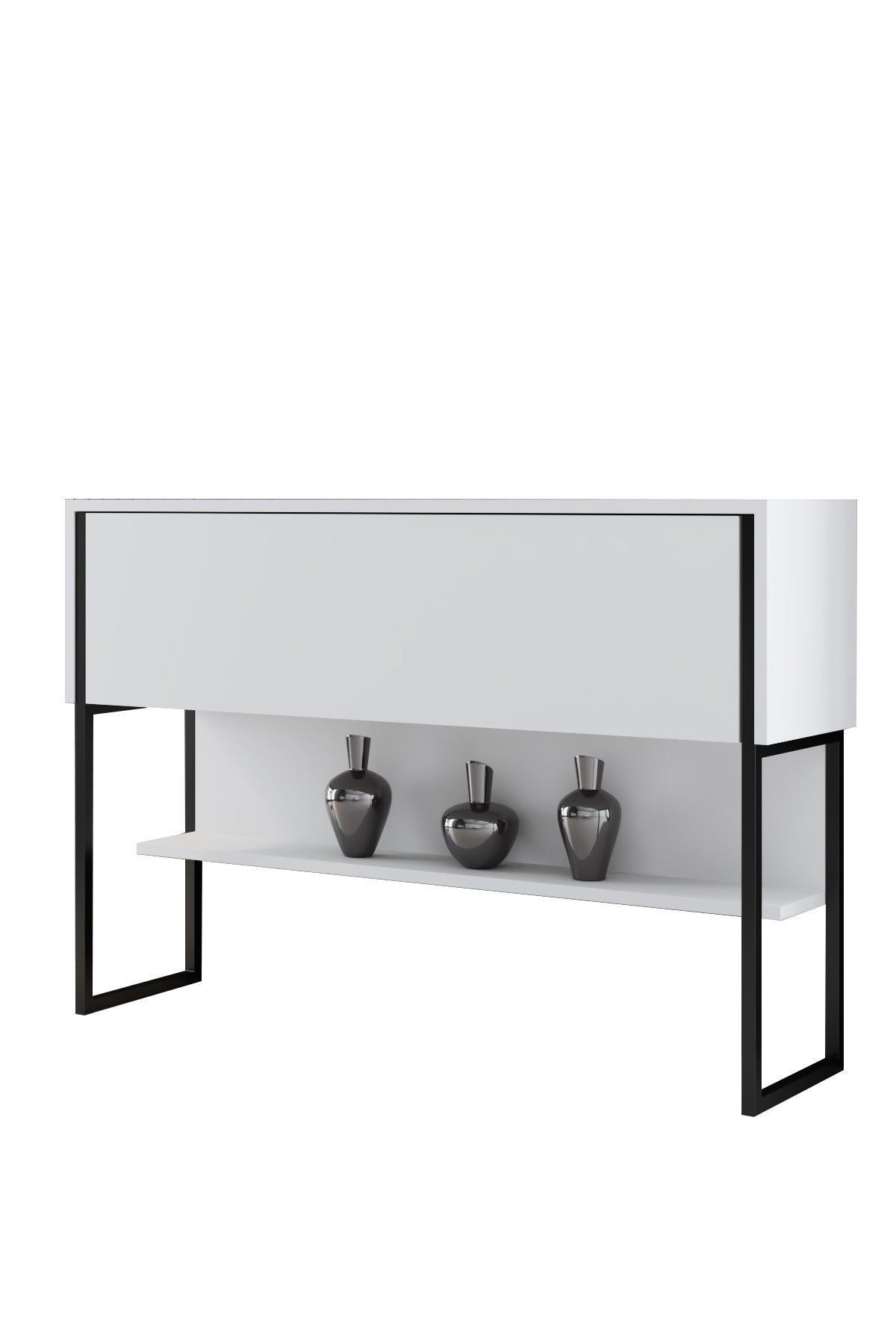 Consola de Entrada "Madrid" – Branco e Preto - 120x30x80 cm – Design Moderno