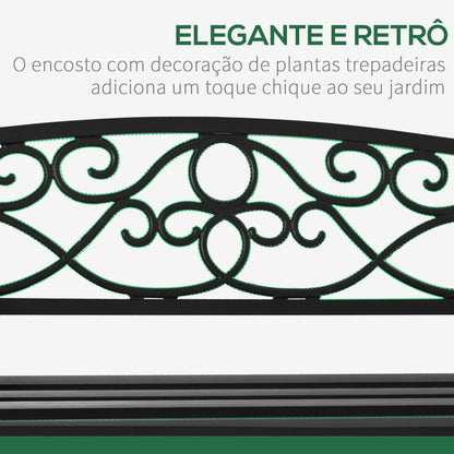 Outsunny Banco de Jardim de 2 Lugares com Encosto e Apoio para os Braços Vintage para Terraço Varanda Pátio Exterior Carga 280kg Ferro Fundido 128x58,5x85cm Preto