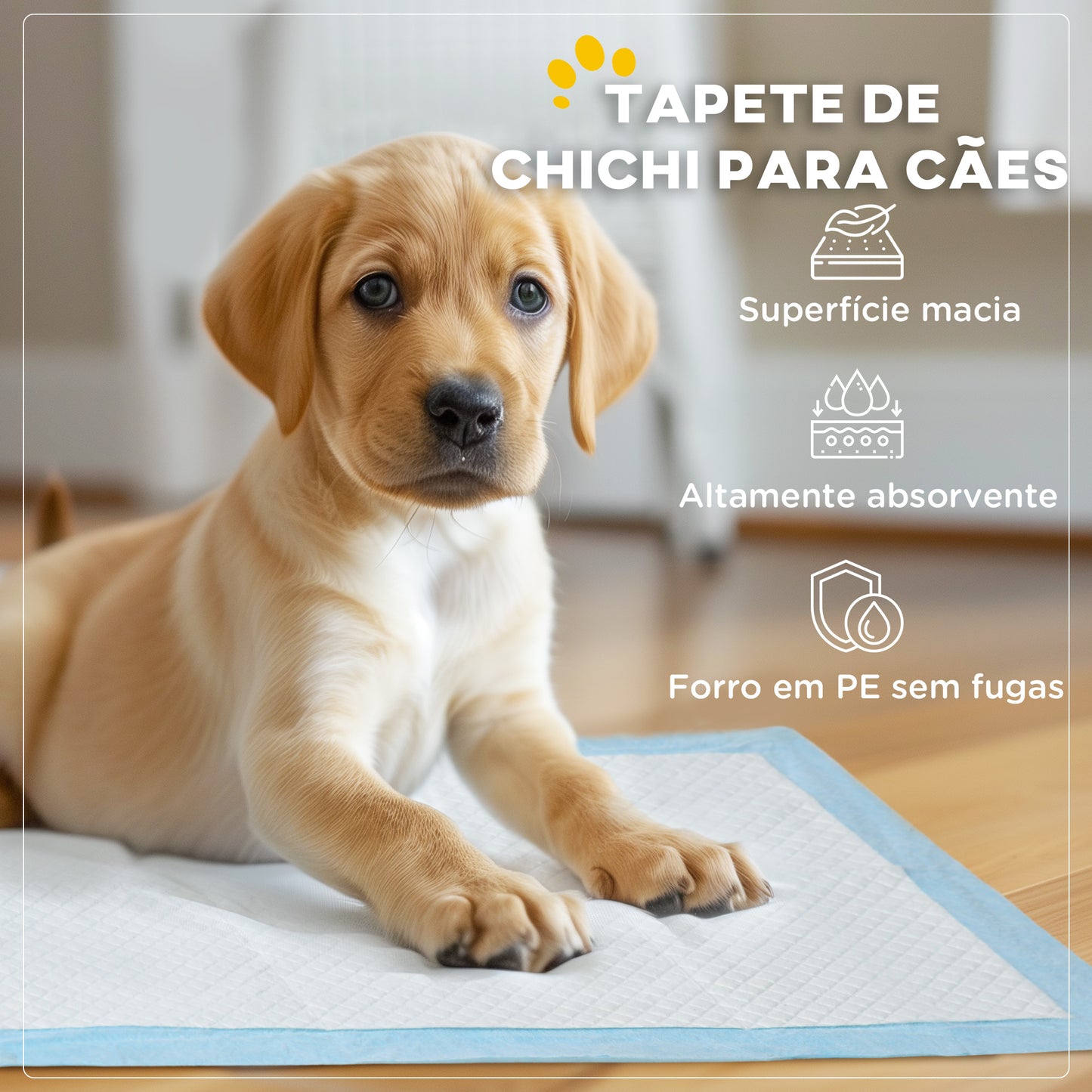 PawHut Resguardos de Treino Animais de Estimação 80 Unidades 45x60 cm Resguardos Absorventes para Cães Desenho com 6 Camadas com Superfície de Secagem Rápida Azul