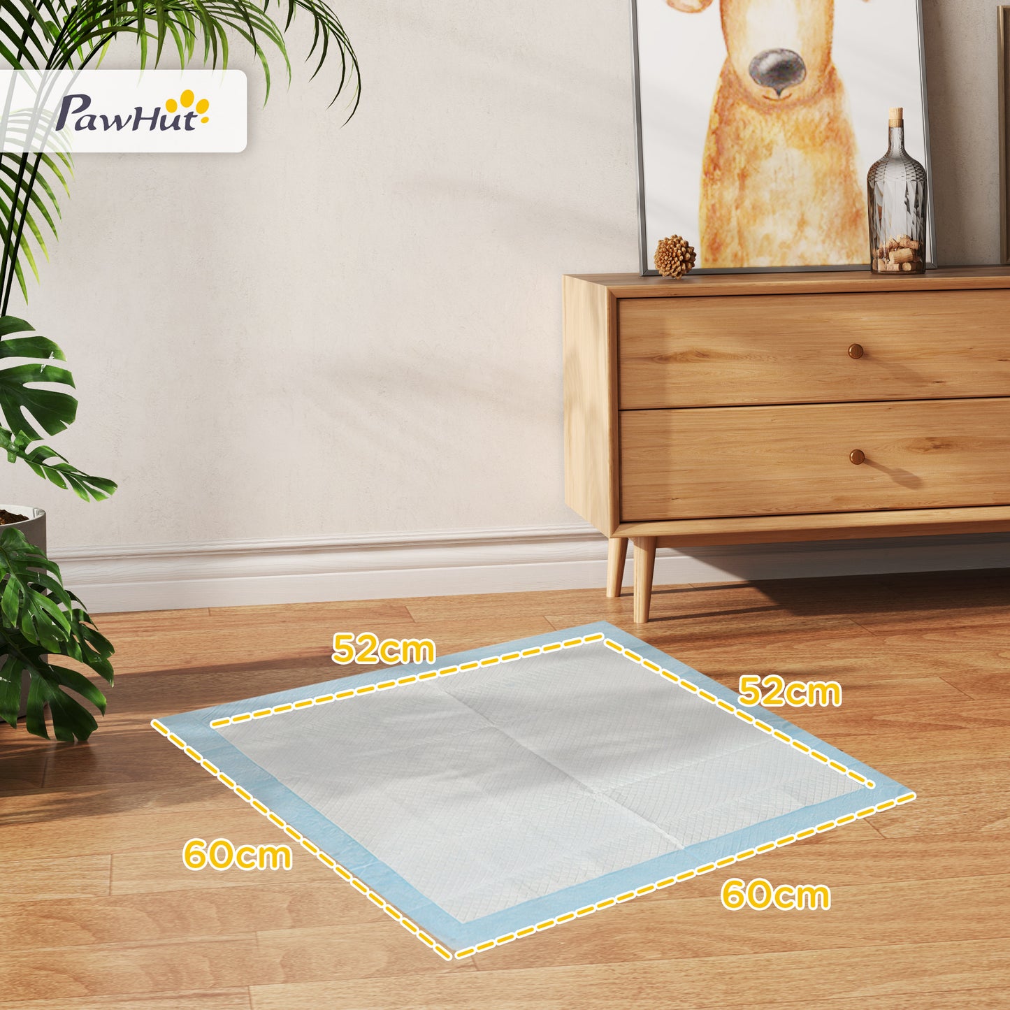 PawHut Resguardos de Treino Animais de Estimação 80 Unidades 45x60 cm Resguardos Absorventes para Cães Desenho com 6 Camadas com Superfície de Secagem Rápida Azul